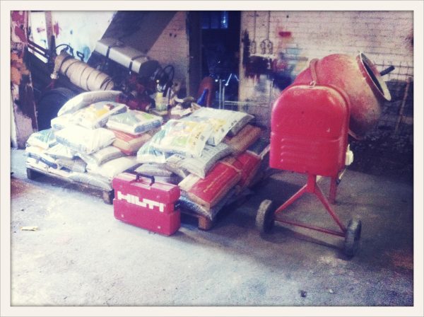 And it took hours to mix all the concrete. Small machine.