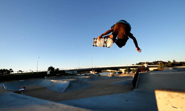 Backside boost from the barrier over the banked hip.