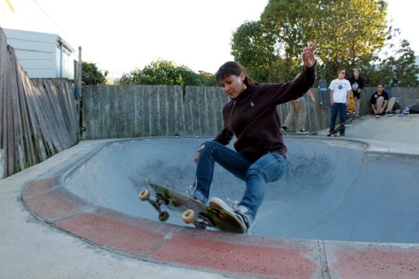 Jen Valenzuela. Frontside grinder.