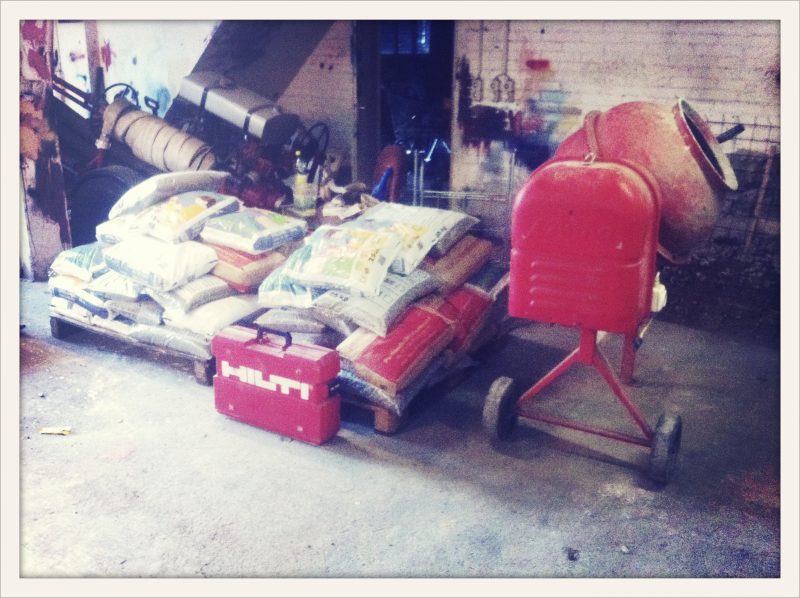 And it took hours to mix all the concrete. Small machine.