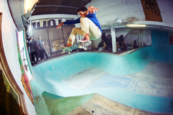 Dino Brandao, flying from the Quarter pipe in the Direction. Photo: Alan Maag