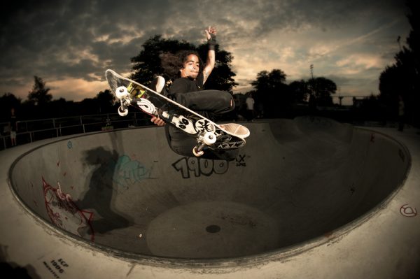 Black metal brings Black Skys, the man in black Steven Reeves, boosts a stale fish in the Monster Bowl. Münster, Germany.