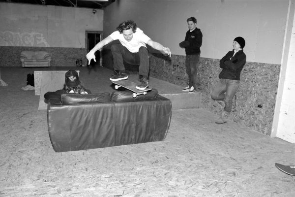 Scott Anderson. Ollie over couch. North Berwick.