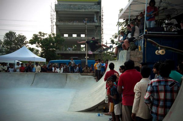 Bob Bobinski frontside air on the wall he helped build.