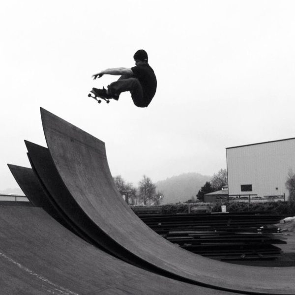 Frontside Ollie in the steel yard.