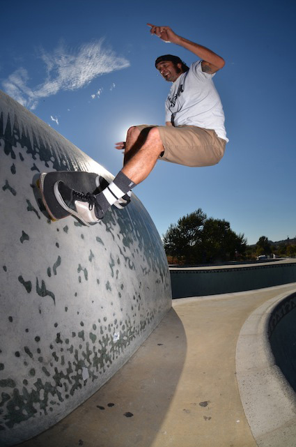 Tony Chavez, your humble narrator. Air out to the back of the full pipe. Santa Cruz skatepark. 