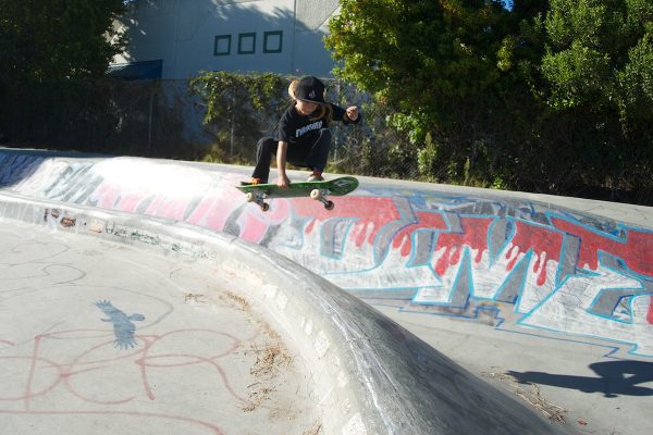 Watch out for Logan. He's 7 years old. He rips. Moments after this he got a collision out of the snake run, smacked his head on the sidewalk and headed to the hospital with blood dripping out of his skull. He showed up at the end of the day. He was ok. 