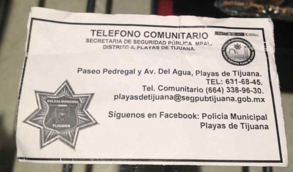 Federales business card also used to pick up chicks.