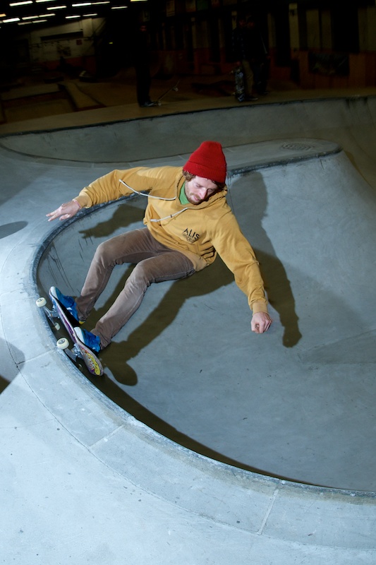 Eule, chef of Yamato Living Ramps. 50-50 through the tight corner.