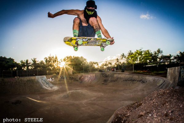 Billy Fortier. Blasting a tail grab over the hip.  Photo: Jon Steele.