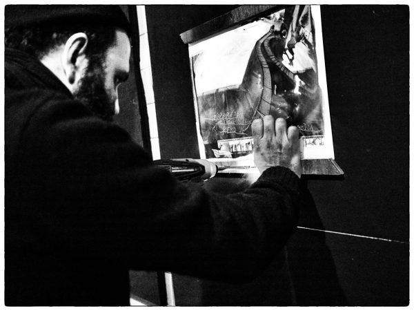 Sergej Vutuc setting up his show.  Photo: Yutaka Takanashi.