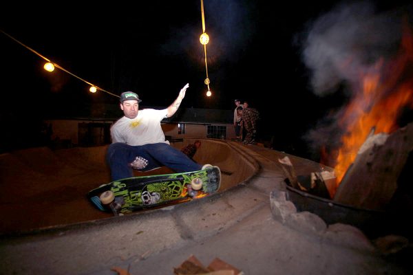 Dave Friel. Frontside grind of the blazing deathbox. 