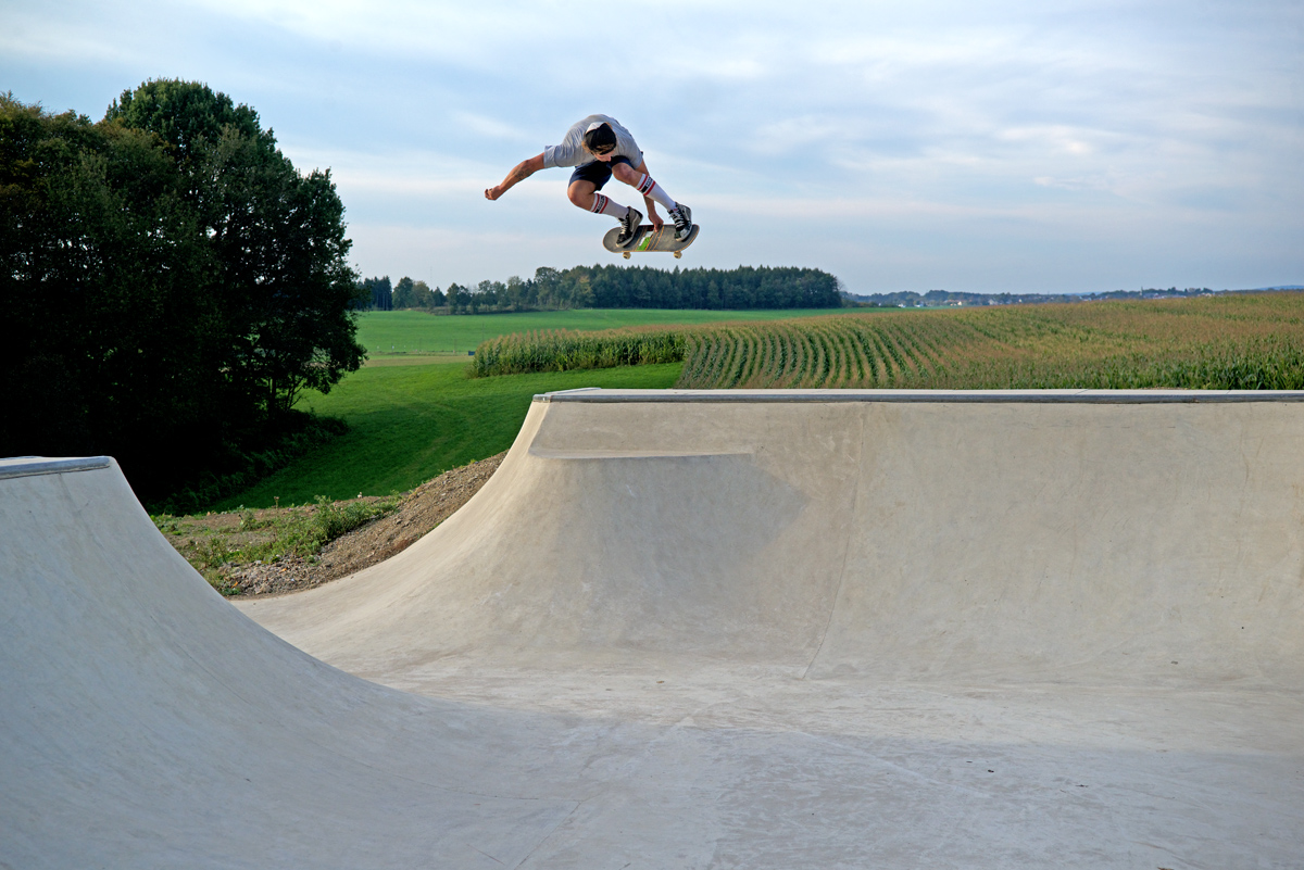 Kupa. Backside melon grab off the hip and over the loveseat over the trees in the german countryside. Photo: J. Hay