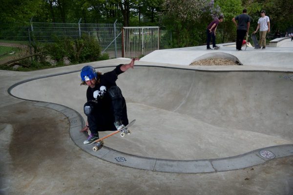 Txus Domingues. Layback grind in the pocket of the Owl Bowl.  Photo: J. Hay