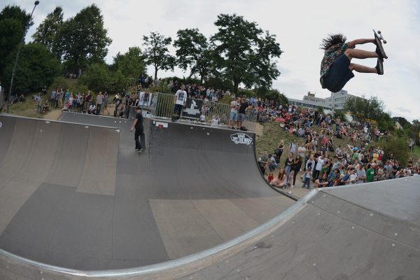 Nick Bax. Blasting out a frontside air from the crowd.