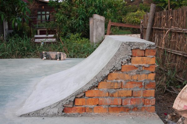 Quarter pipe built with locals. April 2015.