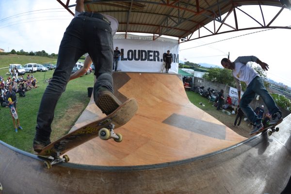 Backside nose grind and front lip to fakie. 