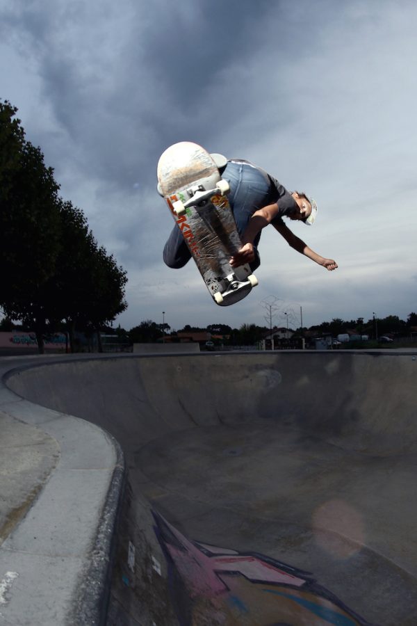 George Poole. Backside air over the hip at Vielle St. Girons.