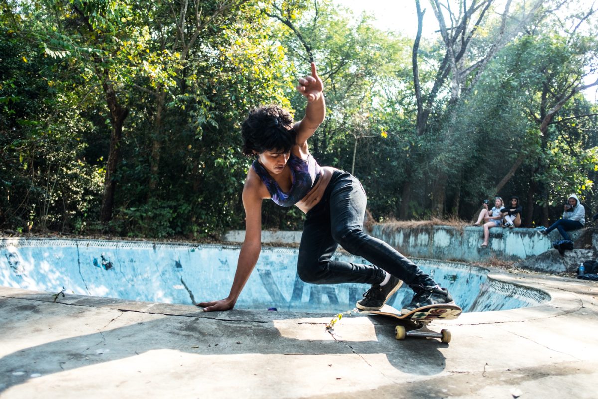 Atita Verghese. Layback front rock in the Jungle Bowl in Goa, India. Photo: Sonia Ziegler