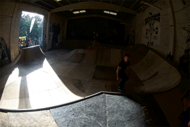 Daih. Frontside kickflip over the hip sequence